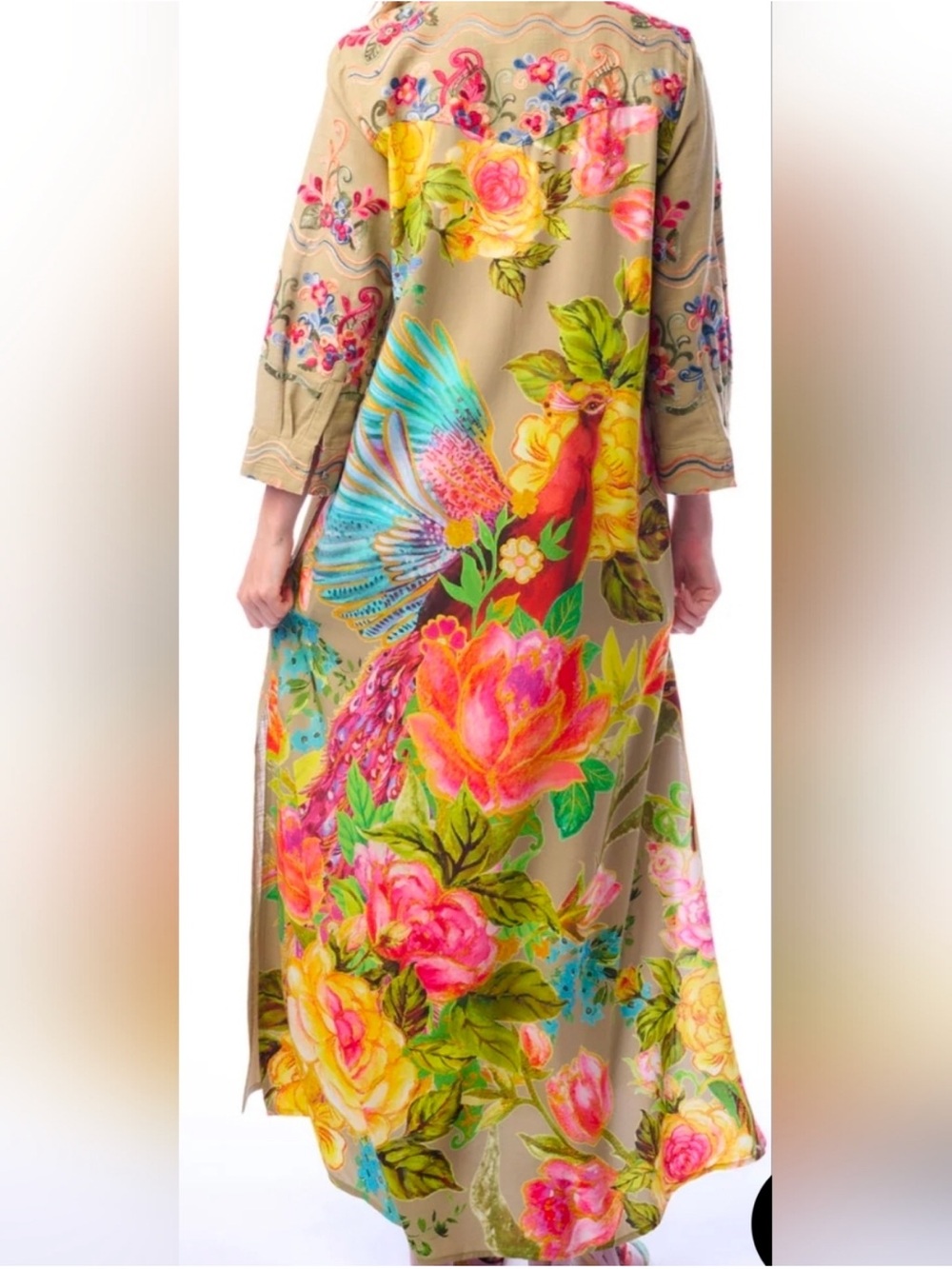 ARATTA Floral & Parrot Maxi dress/duster NWT size small